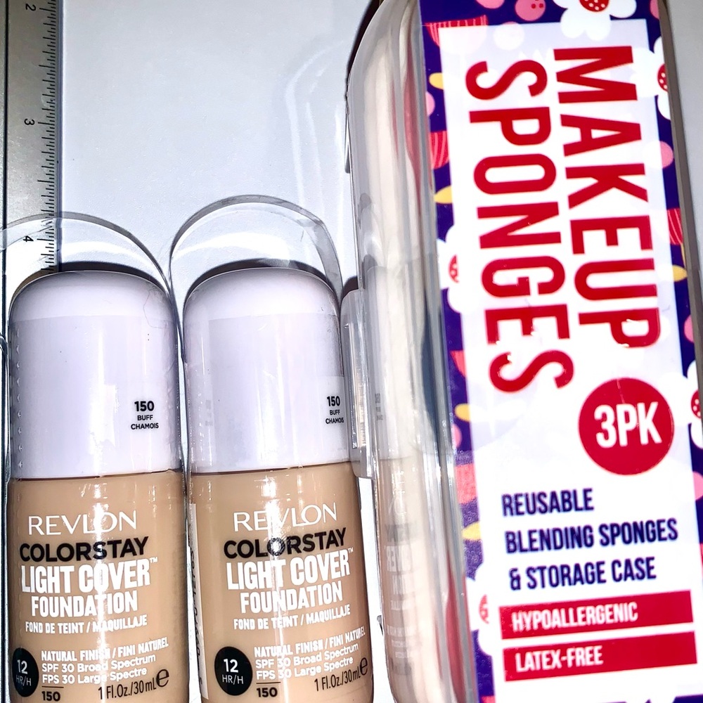 2-Revlon ColorStay Light Cover Liquid Foundation 1 Fl Oz #150 Buff & Blender Pk